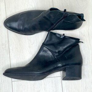 Paul Green Black Leather Ankle Boots with Side Zip and Soft Ankle (Size 10)